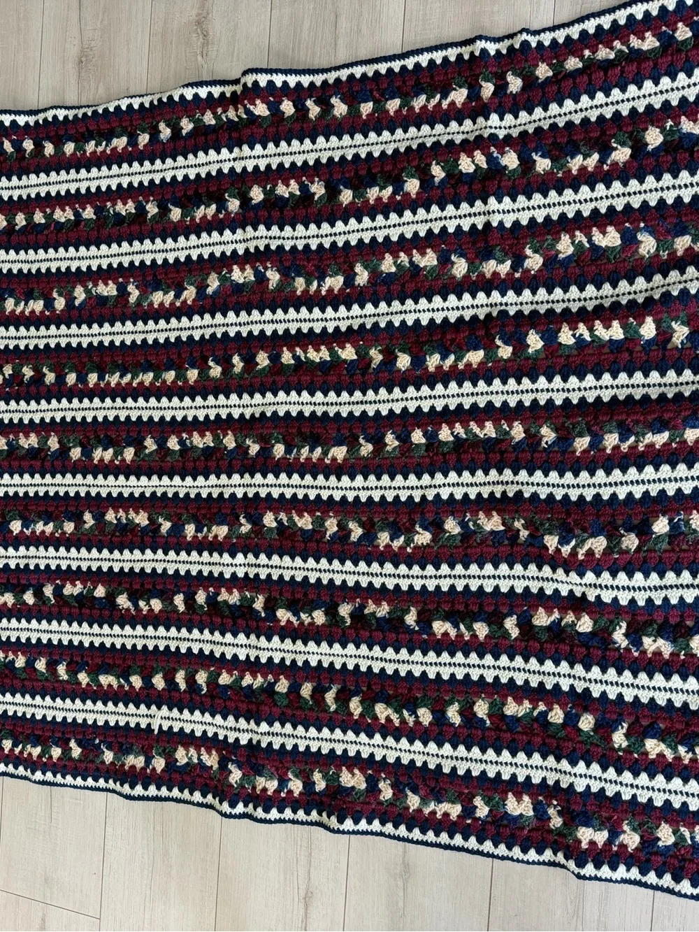 Handmade Crochet Throw Blanket  Chevron print